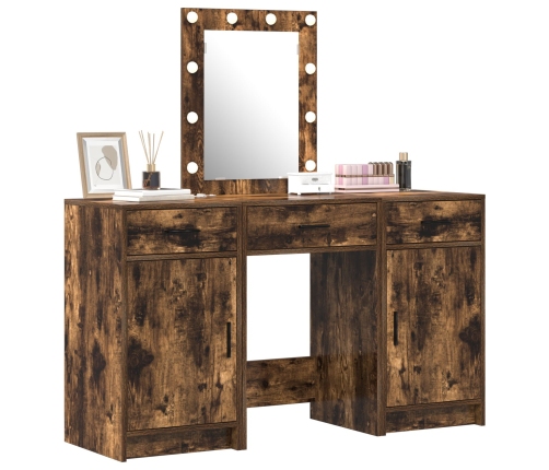 Set de tocador de 3 piezas  con LEDs en madera de roble ahumado