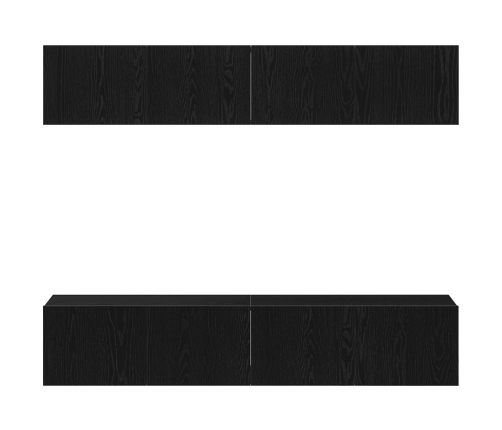 Conjunto de 4 piezas de gabinete de TV de pared de  en madera de roble negro