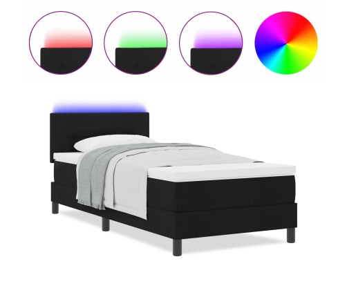 Estructura de Cama  con Colchón Negro y Blanco Tela 90 x 200 cm