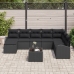Set de Sofá de Jardín de 9 Piezas con Cojines Beige de Ratán Sintético