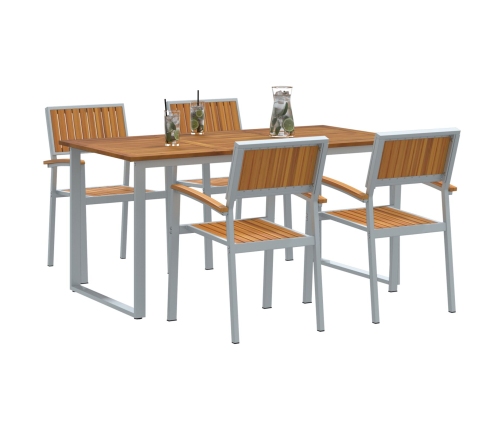 Conjunto de Comedor de Jardín  5 Piezas Tono Gris y Madera