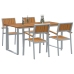 Conjunto de Comedor de Jardín  5 Piezas Tono Gris y Madera