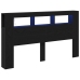 Cabezal de Almacenamiento  con Luces LED Roble Negro 180x18,5x103,5 cm