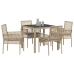 Juego de Comedor de Jardín de 5 Piezas con Cojines Beige de Poliratán