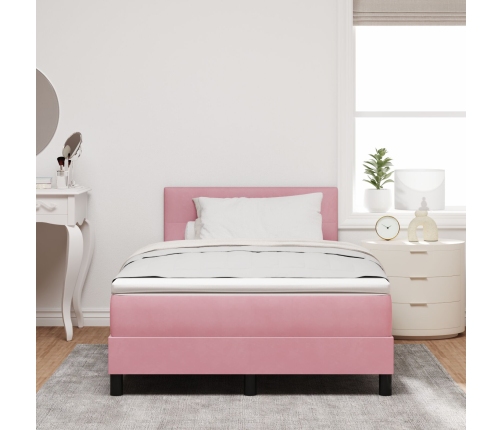 Cama con sommier y colchón  Rosa 120x200 cm Terciopelo