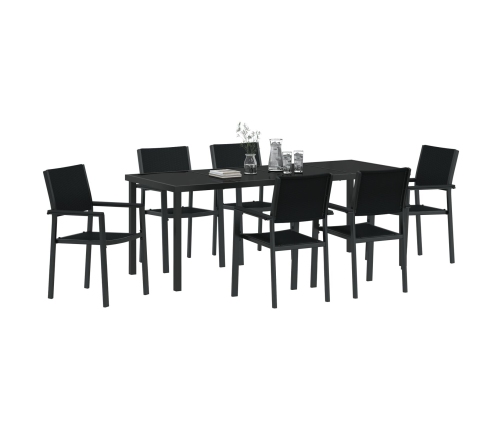 Juego de Comedor de Jardín  de 7 Piezas Negro de Polipropileno