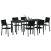 Juego de Comedor de Jardín  de 7 Piezas Negro de Polipropileno