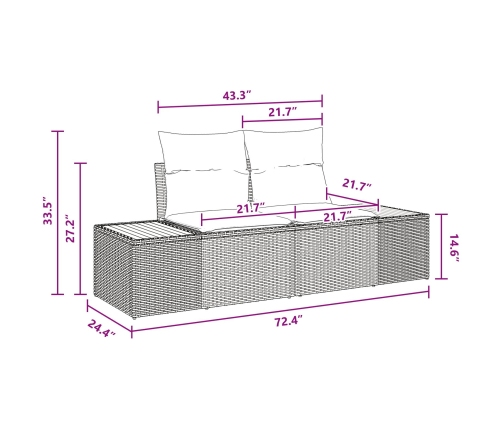 Conjunto de Comedor de Jardín de 7 Piezas con Cojines Ratán Beige Poli Ratan Acacia