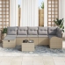 Conjunto de sofá de jardín de 8 piezas con cojines beige de ratán sintético
