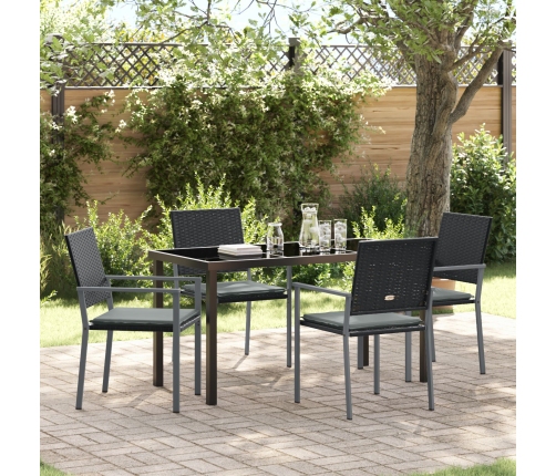 Juego de 3 Negro Rattan PE 54x62.5x89 cm Duradero