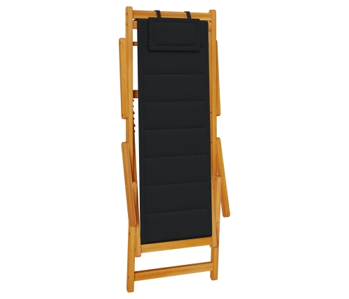 Sillas de playa plegables  2 pcs Negro Madera maciza de Acacia y Textileno