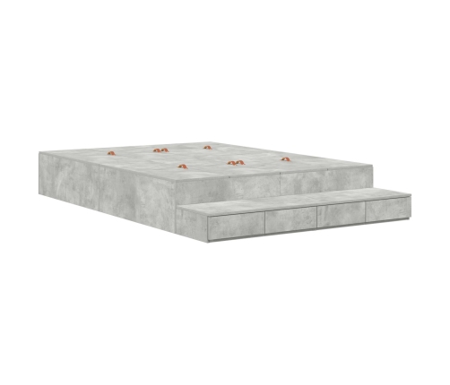 Marco de cama con almacenamiento  Gris concreto Madera de calidad