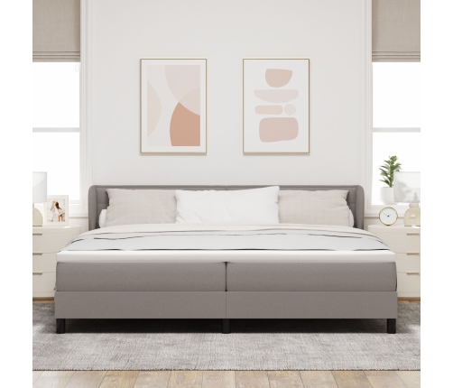 Cama Box Spring  con Colchón Taupe 200x200 cm Tela