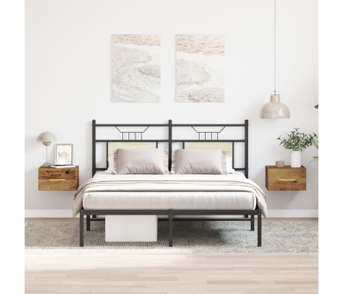Mesitas de noche  2 pcs Montadas en la pared Madera vieja 35x35x20 cm