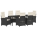 Set de Comedor de Jardín de 7 Piezas con Cojines Rattan Negro