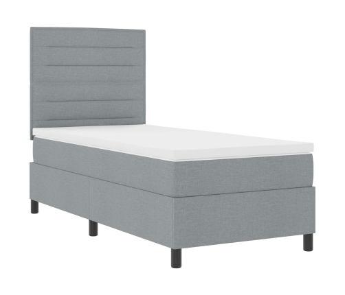 Cama con Somier y Colchón Gris Claro 90x200 cm Tela