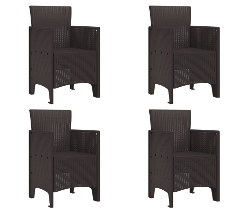 Sillas de jardín  4 pcs Marrón Ratanes