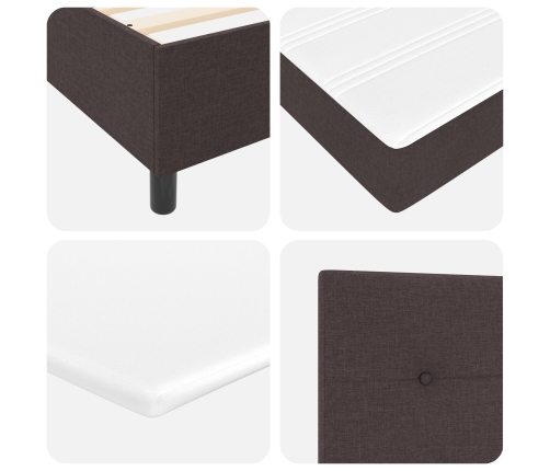 Cama con Somier y Colchón Marrón Oscuro 90x200 cm de Tela