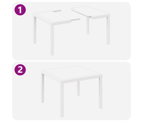 Conjunto de Comedor de Jardín de 3 Piezas Blanco de Ratán Sintético