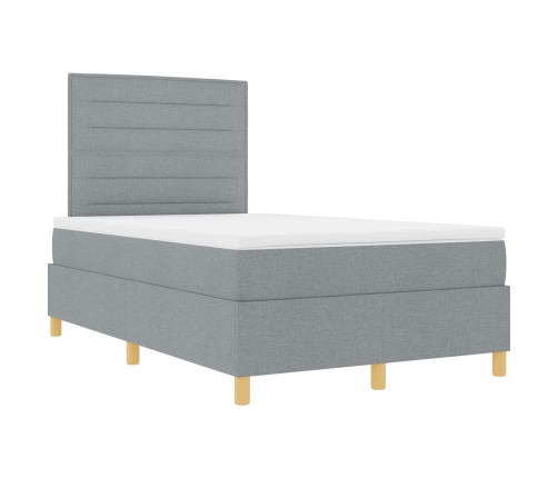 Cama Box Spring  con Colchón Gris Claro 120x200 cm Tela