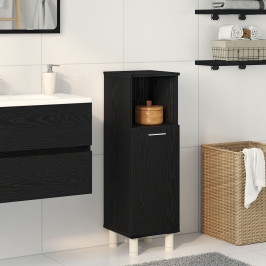 Armario de baño  Negro Roble 30x30x95 cm Madera Elaborada