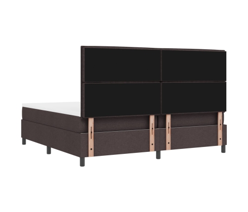 Cama con muelles  con colchón y luces LED Marrón oscuro 200x200 cm Tela