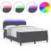 Cama de Somier  con Colchón&LED Gris Oscuro 160x200 cm Tela de Micropana