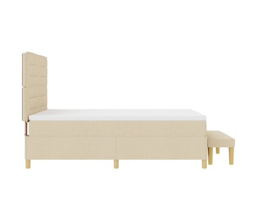 Cama con somier y colchón  y banco Crema 160x200 cm Tela
