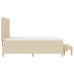 Cama con somier y colchón  y banco Crema 160x200 cm Tela