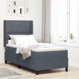 Cama con Box Spring y Colchón  Gris Oscuro 100x200 cm de Terciopelo