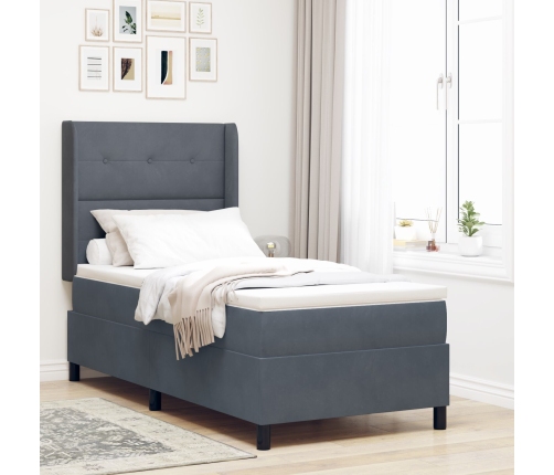Cama con Box Spring y Colchón  Gris Oscuro 100x200 cm de Terciopelo
