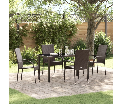 Juego de Comedor de Jardín de 5 Piezas Marrón Rattan Polimérico