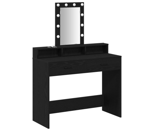 Mesa de tocador  con luces LED, Roble Negro, 100x41x140 cm