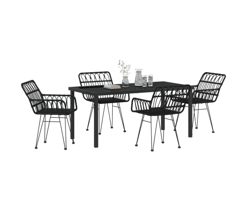 Conjunto de Comedor de Jardín de 5 Piezas  Negro Polirratán