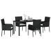 Set de Comedor de Jardín de 5 Piezas  con Cojines Poliratán Negro
