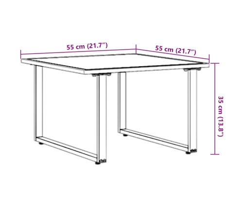 Mesa de café de jardín  marrón 55x55x35 cm DPC y acero