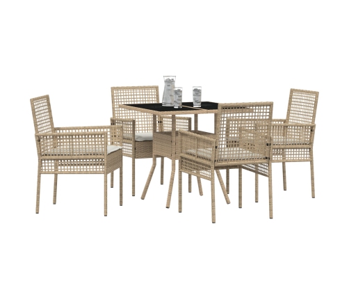 Juego de Comedor de Jardín de 5 Piezas Beige Poliratán