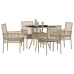 Juego de Comedor de Jardín de 5 Piezas Beige Poliratán