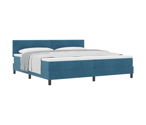 Cama con somier  con colchón azul oscuro 200x200 cm terciopelo