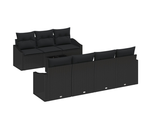 Conjunto de Sofá de Jardín  Set de 8 Negro Ratán
