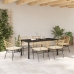 Set de Comedor de Jardín  de 7 Piezas con Cojines Marrón Polirratán