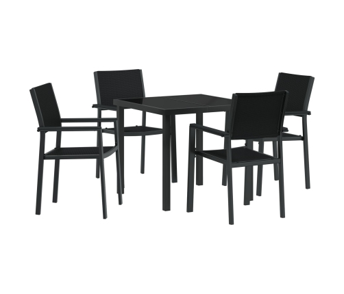Set de comedor de jardín  de 5 piezas Negro Polyrattan