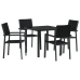 Set de comedor de jardín  de 5 piezas Negro Polyrattan