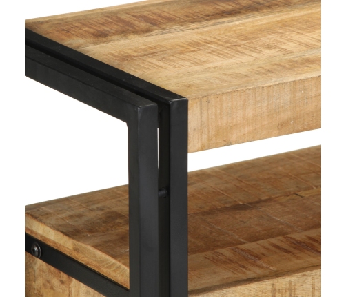 Mesas Auxiliares  Negras 120x33x75 cm de Madera Maciza de Mango y Metal