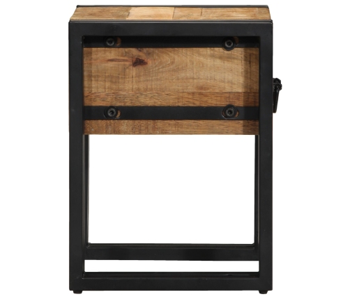 Mesa Auxiliar  con Cajón Negra 30x30x40 cm de Madera Maciza de Mango