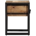 Mesa Auxiliar  con Cajón Negra 30x30x40 cm de Madera Maciza de Mango