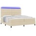 Cama con Box Spring y Colchón LED Crema 200x200 cm Tela