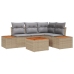 Conjunto de Sofá de Jardín de 5 Piezas con Cojines Beige Poliratán Acacia
