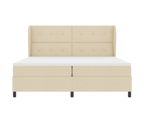 Cama con somier y colchón  - Crema, 200x200 cm de tela