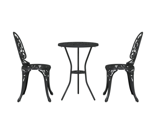 Conjunto de Bistro de Jardín de 3 Piezas  Negro de Aluminio Fundido